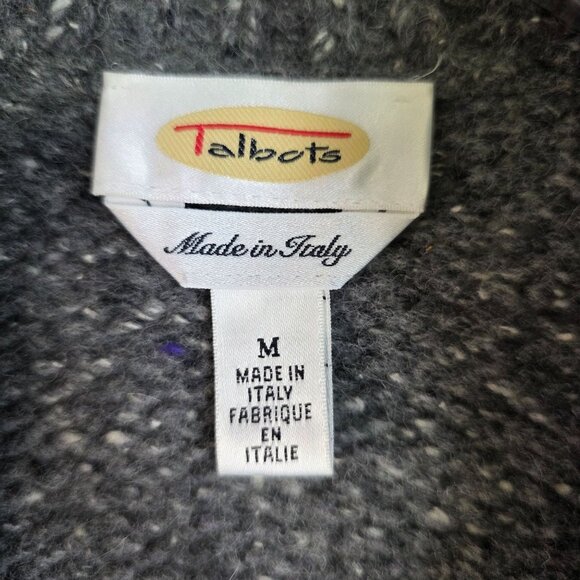 Talbots Made In Italy Womens Medium Zip Front Gray Wool Blend Grandpa Sweater - Picture 3 of 7
